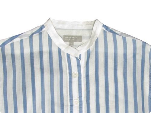 MARGARET HOWELL SILK COTTON BOLD STRIPE P/O SHIRTS 117BLUE STRIPE̥ǥ
