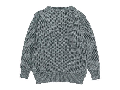 LE TRICOT DE LA MER GUERNSEY HONEY COMB SWEATER STEEL GRAY