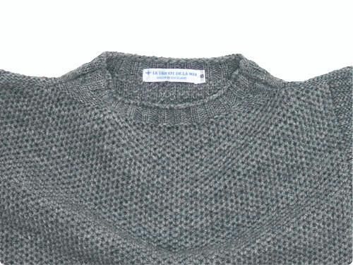 LE TRICOT DE LA MER GUERNSEY HONEY COMB SWEATER STEEL GRAY