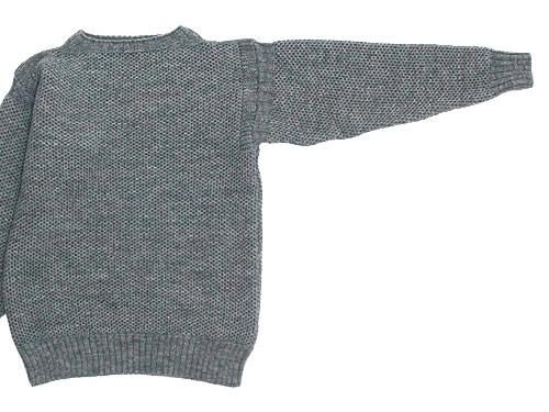 LE TRICOT DE LA MER GUERNSEY HONEY COMB SWEATER STEEL GRAY