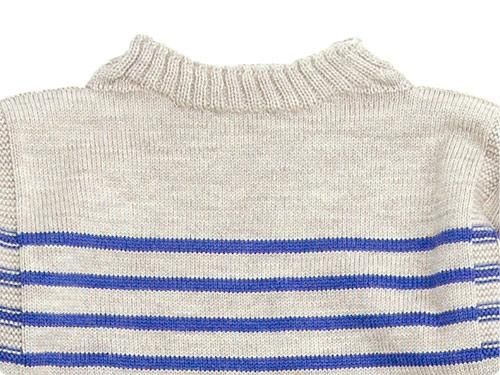 Guernsey Woollens Traditional guernsey stripe OATMEAL x DENIM BLUE