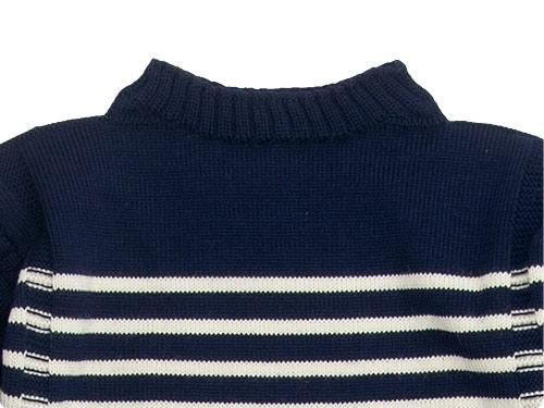 Guernsey Woollens Traditional guernsey stripe NAVY x ARAN