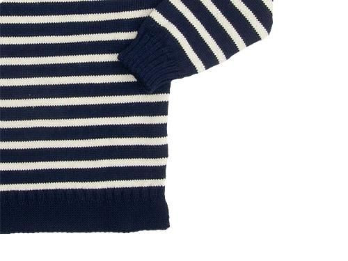 Guernsey Woollens Traditional guernsey stripe NAVY x ARAN