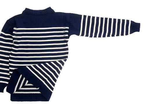 Guernsey Woollens Traditional guernsey stripe NAVY x ARAN