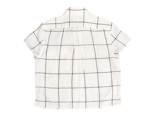 MARGARET HOWELL LARGE WINDOWPEN LINEN S/S SHIRTS 030WHITE ̥ǥ