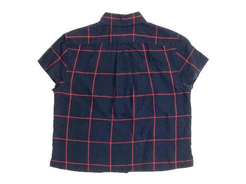 MARGARET HOWELL LARGE WINDOWPEN LINEN S/S SHIRTS 120NAVY ̥ǥ