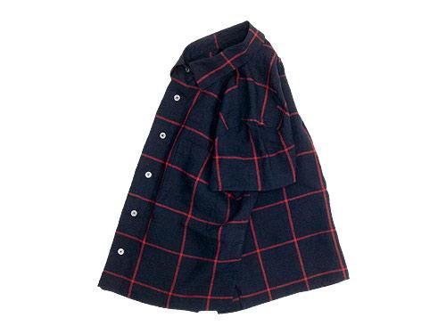 MARGARET HOWELL LARGE WINDOWPEN LINEN S/S SHIRTS 120NAVY ̥ǥ