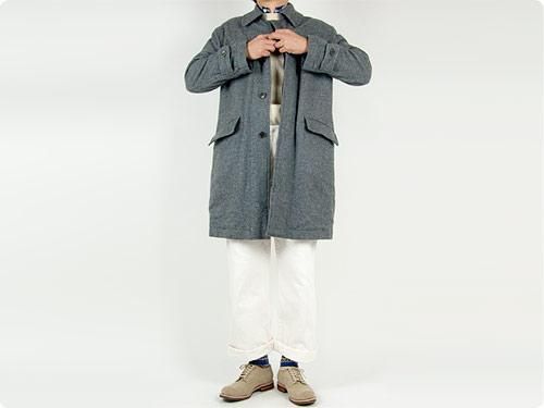 TOUJOURS Over Size Soutien Collar Coat HERRINGBONE KM23SC01