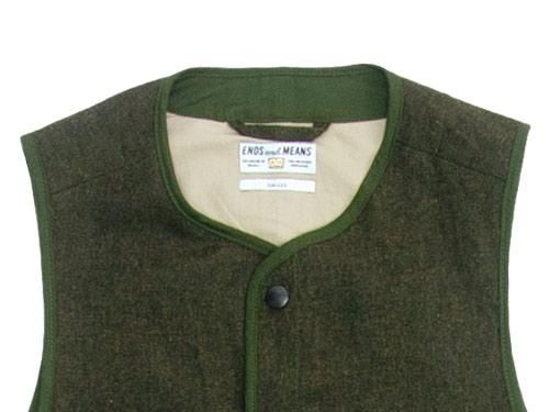 ENDS and MEANS Aldous Wool Vest OLIVE