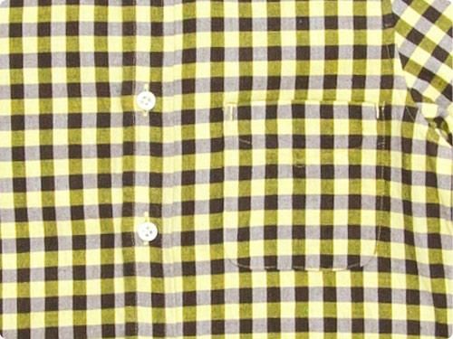 maillot sunset big gingham B.D. shirts BIG BROWN x YELLOW