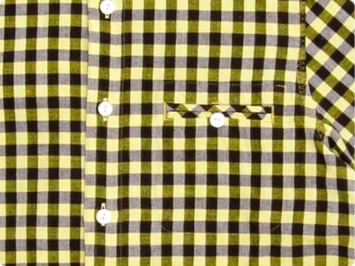 maillot sunset big gingham round work shirts BIG BROWN x YELLOW