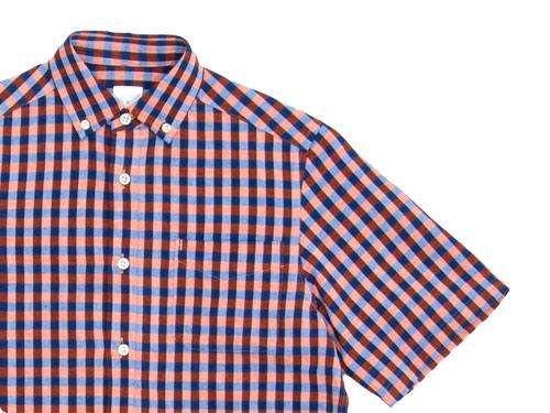 maillot sunset big gingham B.D. S/S shirts BIG BLUE x ORANGE