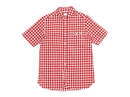 maillot sunset big gingham round work S/S shirts BIG RED x WHITE