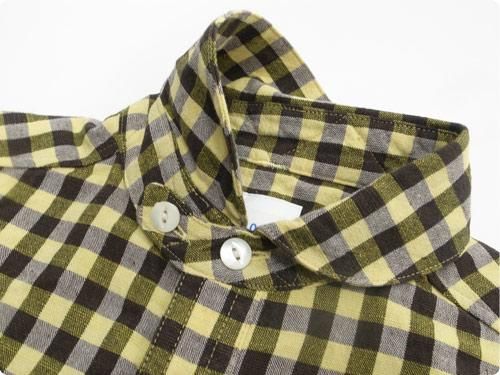 maillot sunset big gingham round work S/S shirts BIG BROWN x YELLOW