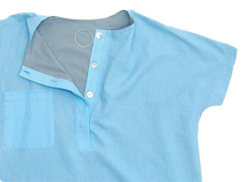 Atelier d'antan Nadar Khadi Blouse LIGHT BLUE x GRAY