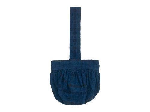 Atelier d'antan Carolʥ Round Bag Cotton NAVY CHECK