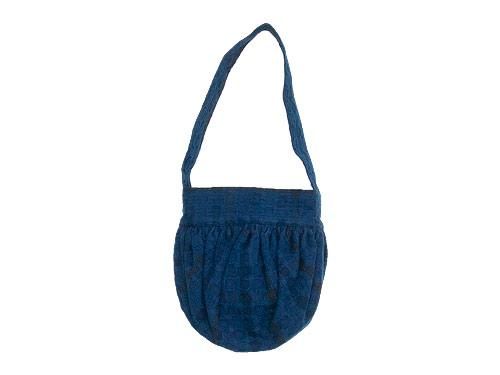 Atelier d'antan Carolʥ Round Bag Cotton NAVY CHECK