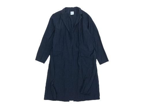 TOUJOURS（トゥジュー） Tailored Collar Robe Coat NAVY