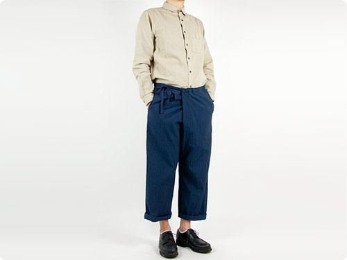 TOUJOURS String Wrap Pants NAVY STRIPE