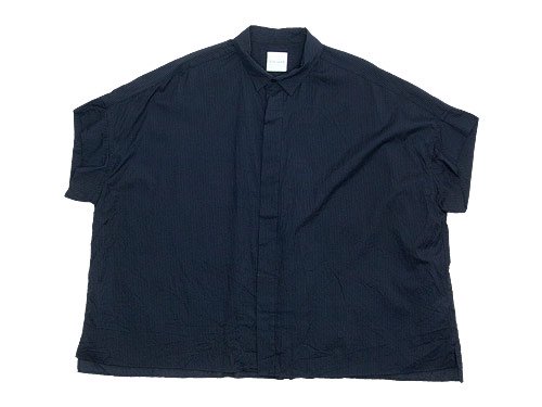 TOUJOURS Short Sleeve Wide Shirts BLACK NAVY