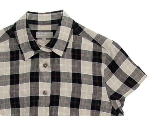 MARGARET HOWELL LINEN TARTAN CHECK S/S SHIRTS 010BLACK̥ǥ