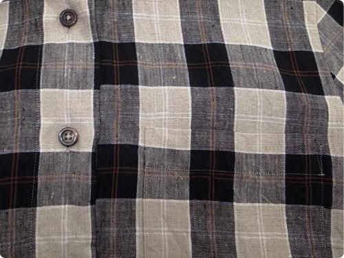 MARGARET HOWELL LINEN TARTAN CHECK S/S SHIRTS 010BLACK̥ǥ