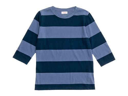 homspun ボーダーカットソー homspun 30/-天竺太ボーダー 長袖Tシャツ ブルー x ブルーグレー