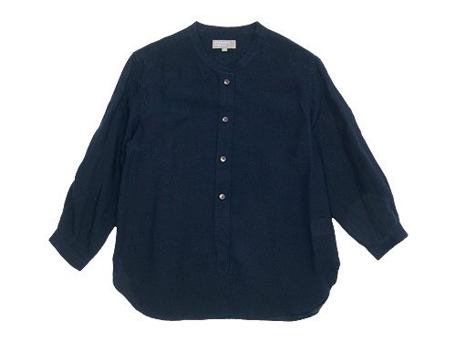 MARGARET HOWELL FINE LINEN NO COLLAR SHIRTS 120NAVY〔レディース〕