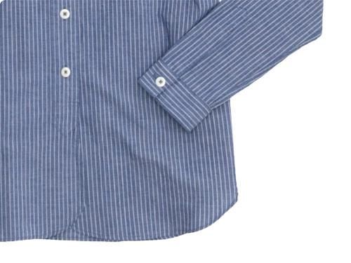 MHL. COTTON WORK STRIPE NO COLLAR SHIRTS 123NAVY ̥ǥ