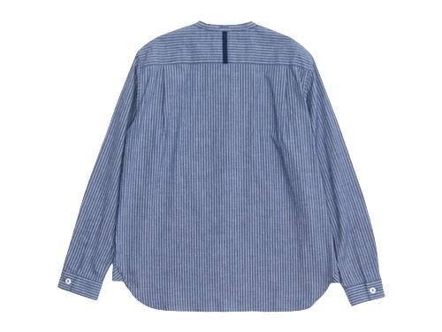MHL. COTTON WORK STRIPE NO COLLAR SHIRTS 123NAVY ̥ǥ