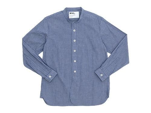 MHL. COTTON WORK STRIPE NO COLLAR SHIRTS 123NAVY̥󥺡