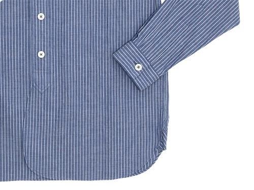 MHL. COTTON WORK STRIPE NO COLLAR SHIRTS 123NAVY̥󥺡