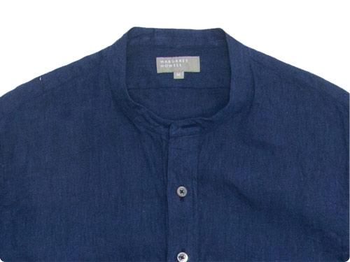 MARGARET HOWELL SOLID LINEN NO COLLAR P/O SHIRTS 120NAVY ̥󥺡
