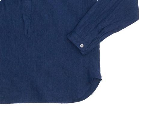 MARGARET HOWELL SOLID LINEN NO COLLAR P/O SHIRTS 120NAVY ̥󥺡