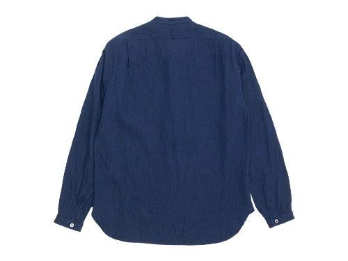 MARGARET HOWELL SOLID LINEN NO COLLAR P/O SHIRTS 120NAVY ̥󥺡