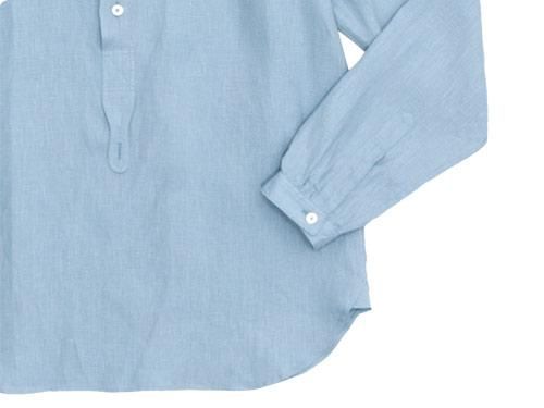MARGARET HOWELL SHIRTING LINEN NO COLLAR P/O SHIRTS 112BLUE ̥󥺡