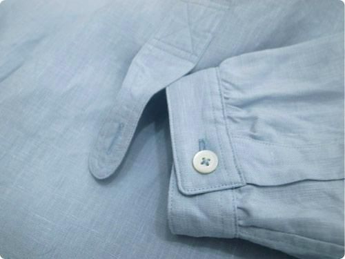 MARGARET HOWELL SHIRTING LINEN NO COLLAR P/O SHIRTS 112BLUE ̥󥺡