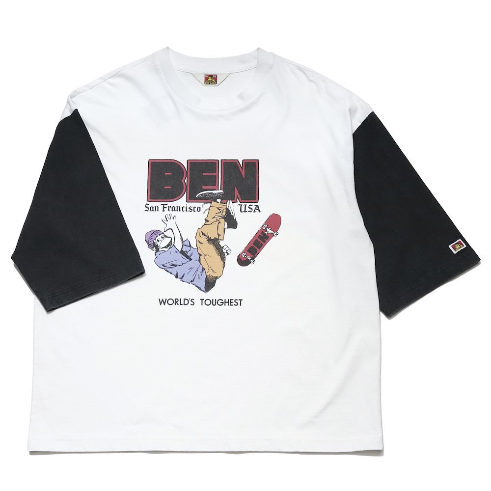 BEN DAVIS（ベンデイビス）【PRINT HALF SLEEVE T-SHIRTS】プリント5分袖Tシャツ（ヴィンテージ加工）