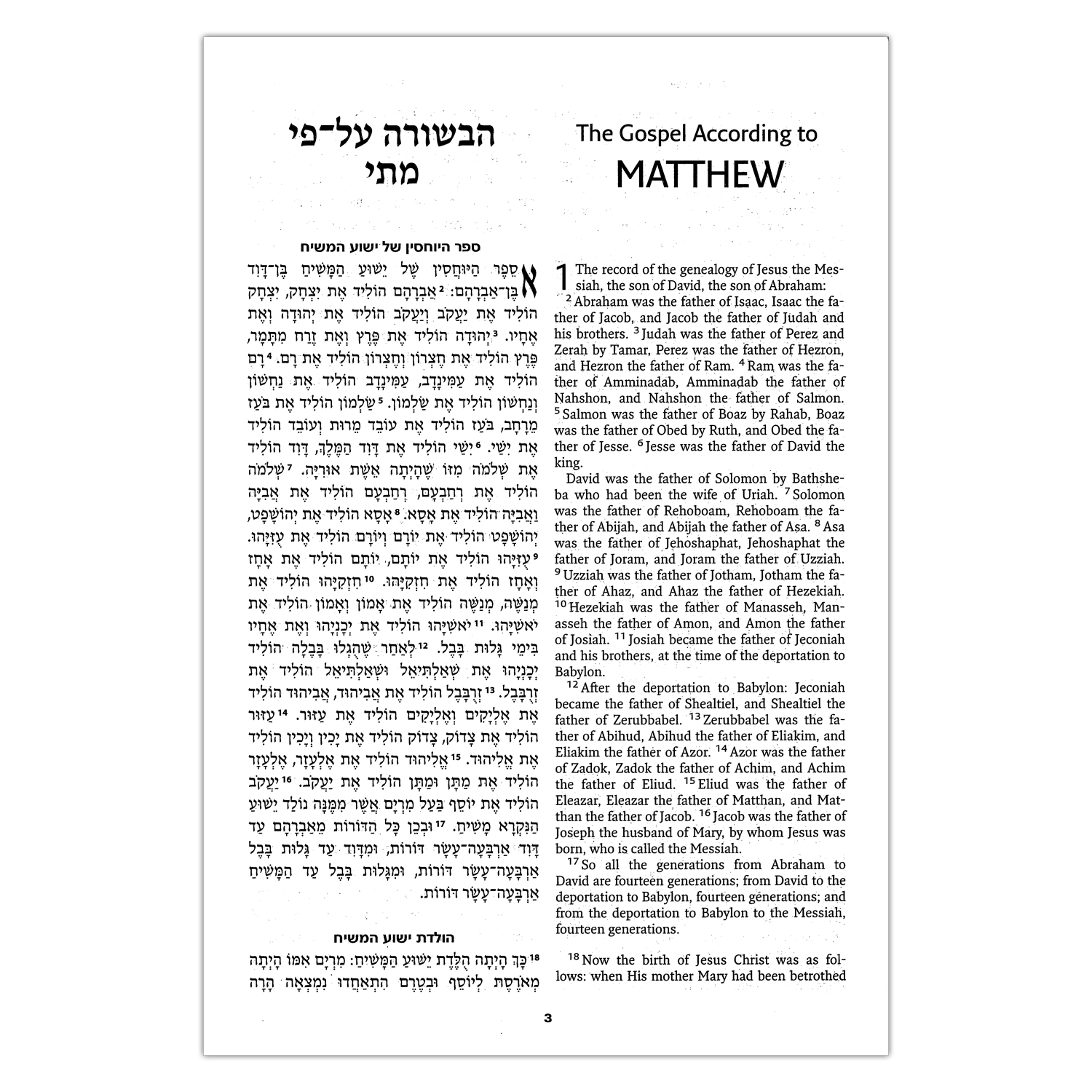 ヘブライ語・英語訳 新約聖書 - ミルトス｜イスラエル・ユダヤ文化の出版社