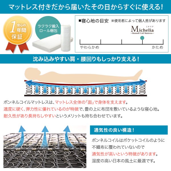 宮、照明付きデザインベッド【エナー-ENNER-（シングル）】（ロール